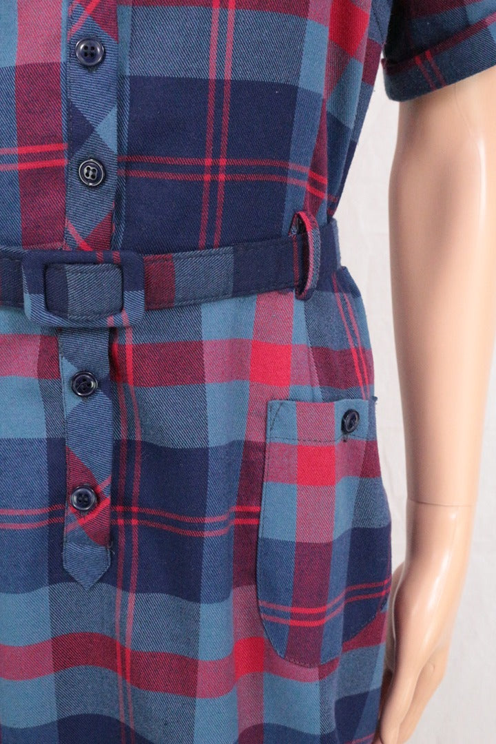 Robe chemise vintage Collectif carreaux bleu rouge Xxl 2xl 5