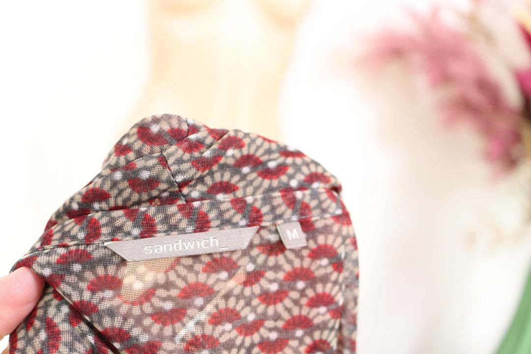 Robe sandwich transparente marron motif géométrique M 8