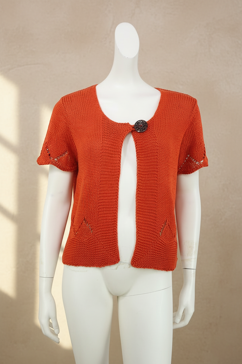 Scottage Cardigan Court Orange 40 Acrylique Boho Chic