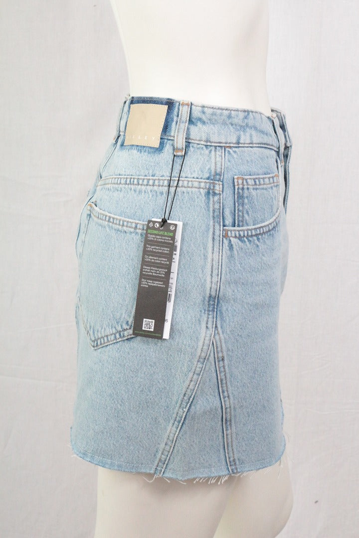 Mini Jupe En Jean Sisley Bleu Clair 38 Y2k Vintage 4