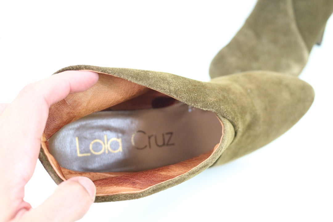 Bottines talons Lola Cruz daim kaki vert 38 vintage chic 11