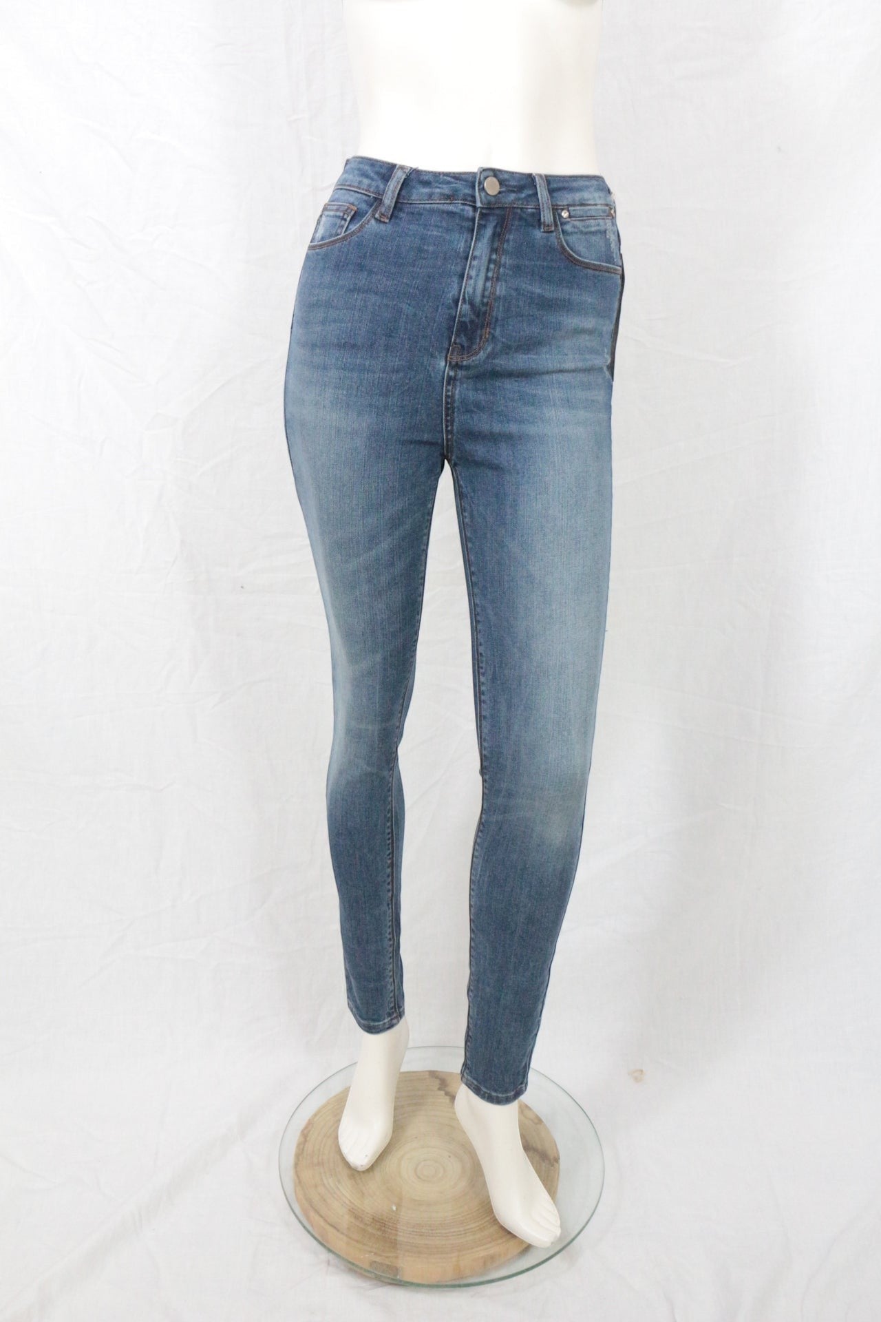 Jean Skinny Bleu Clair Archive Fashion Prototype Sample Denim Stretch Femme Y2K