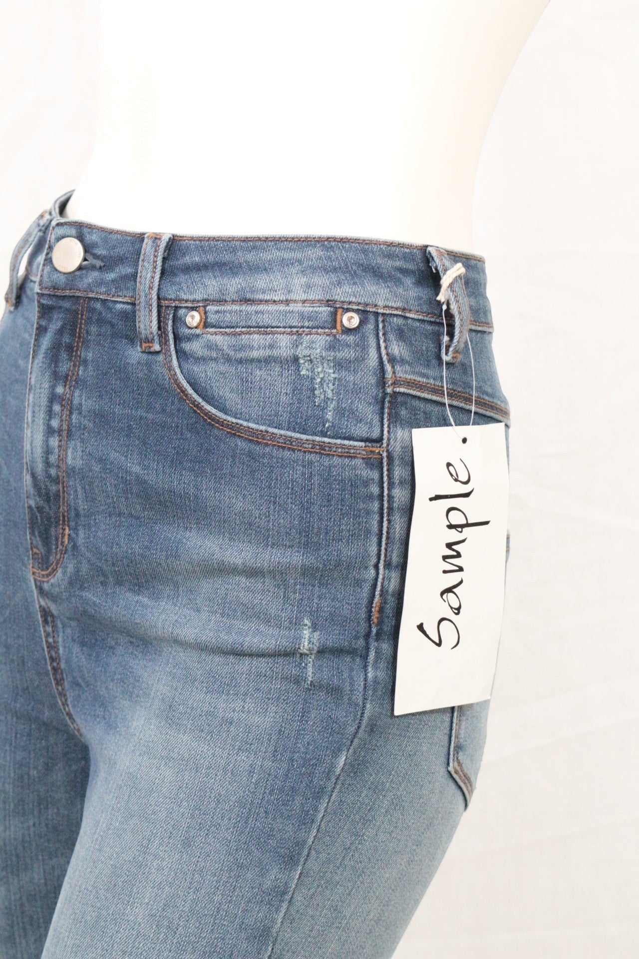 Jean Skinny Bleu Clair Archive Fashion Prototype Sample Denim Stretch Femme Y2K 8