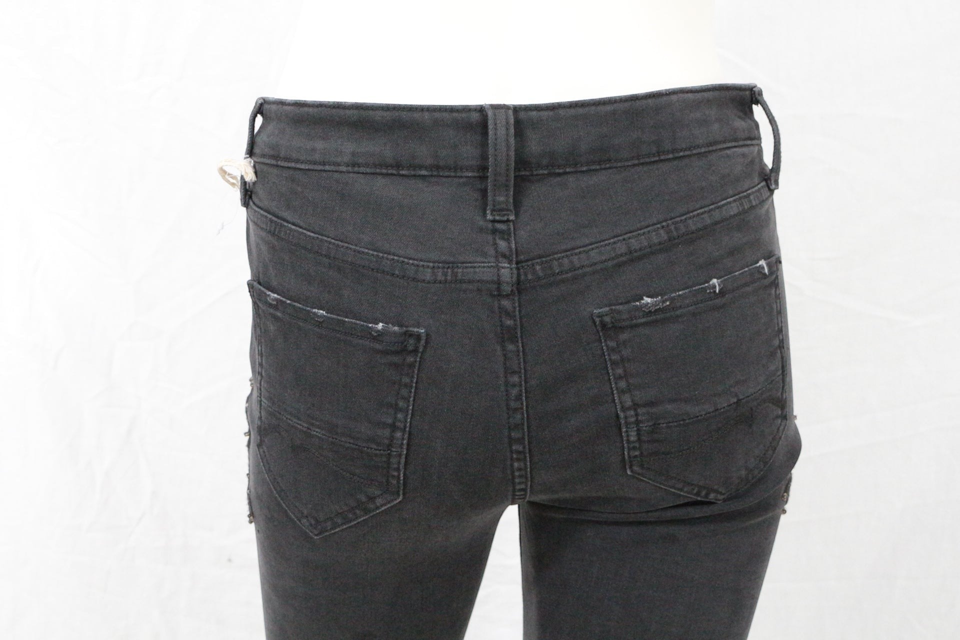 Jean Skinny Noir Femme archive fashion Sample Broderies Perles Denim Stretch Y2K 7