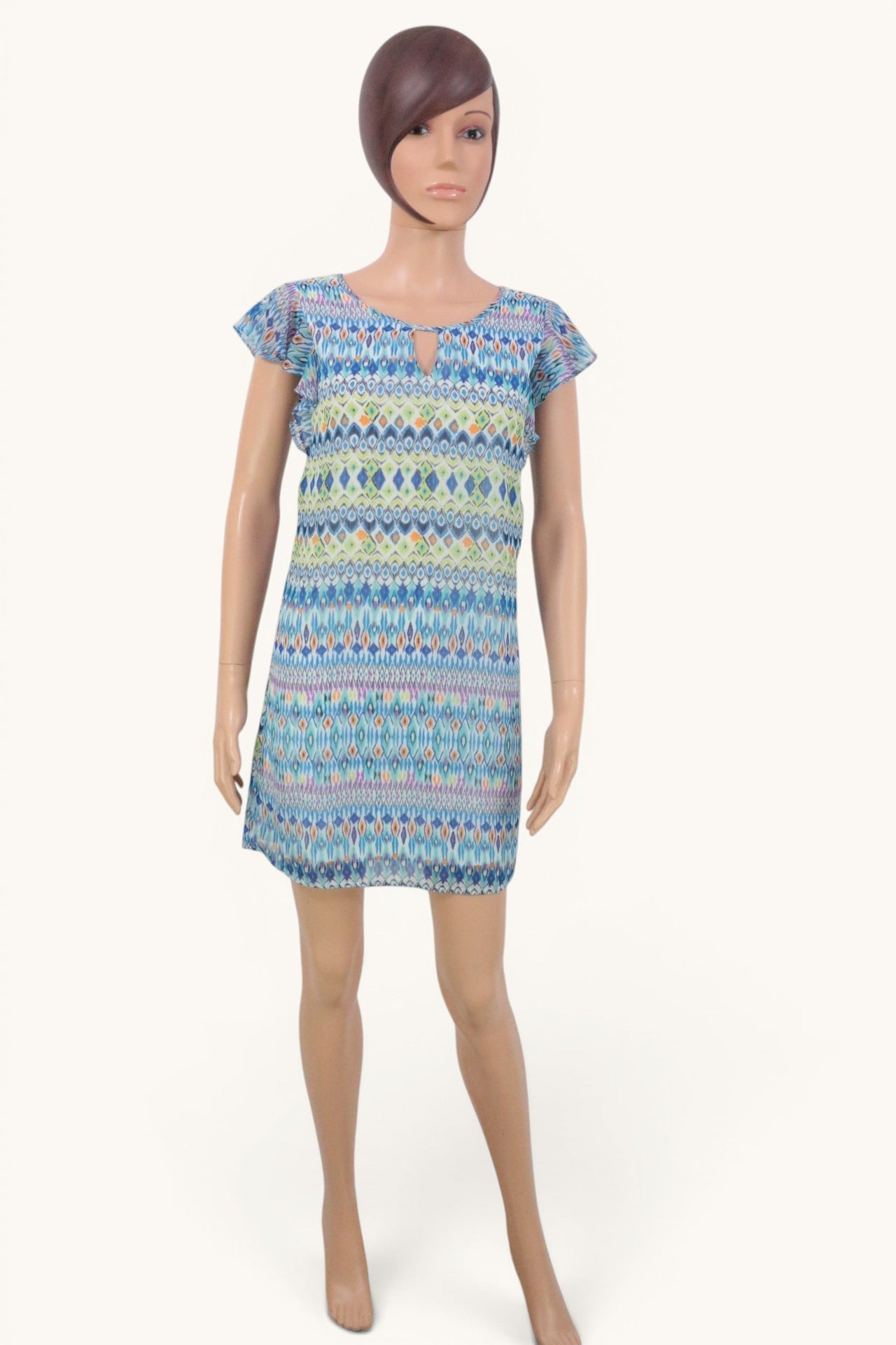 Robe Rue21 Bohème Ethnique Bleu Turquoise Imprimé Ikat Taille XS 4
