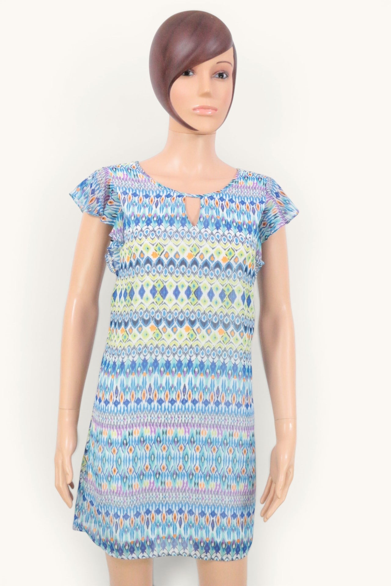Robe Rue21 Bohème Ethnique Bleu Turquoise Imprimé Ikat Taille XS 4