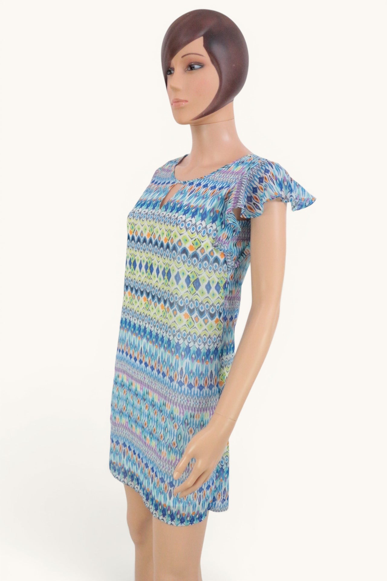 Robe Rue21 Bohème Ethnique Bleu Turquoise Imprimé Ikat Taille XS 8