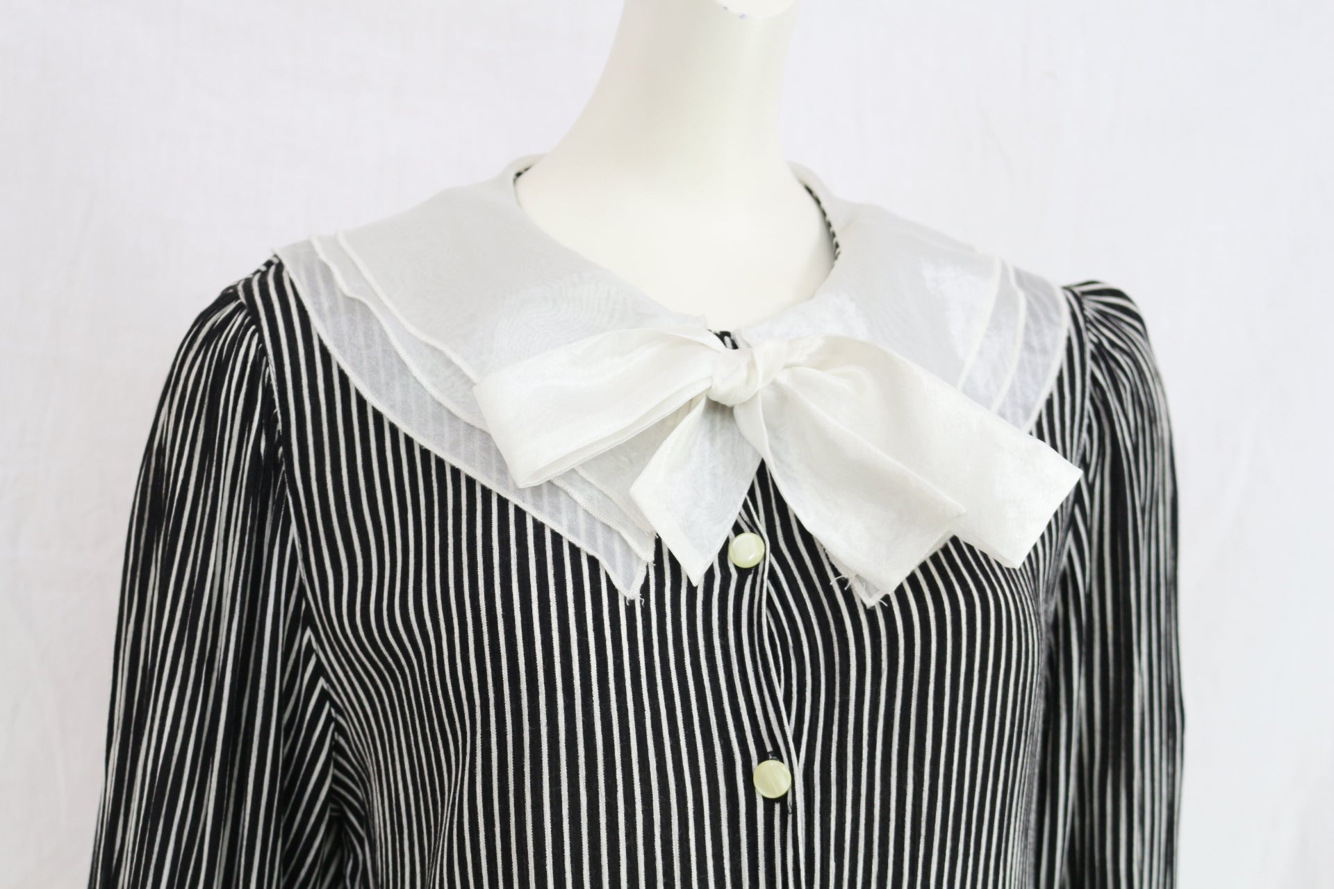 Anne Weyburn Chemisier Rayé Noir Blanc Col Claudine Nœud Rétro Chic T40
