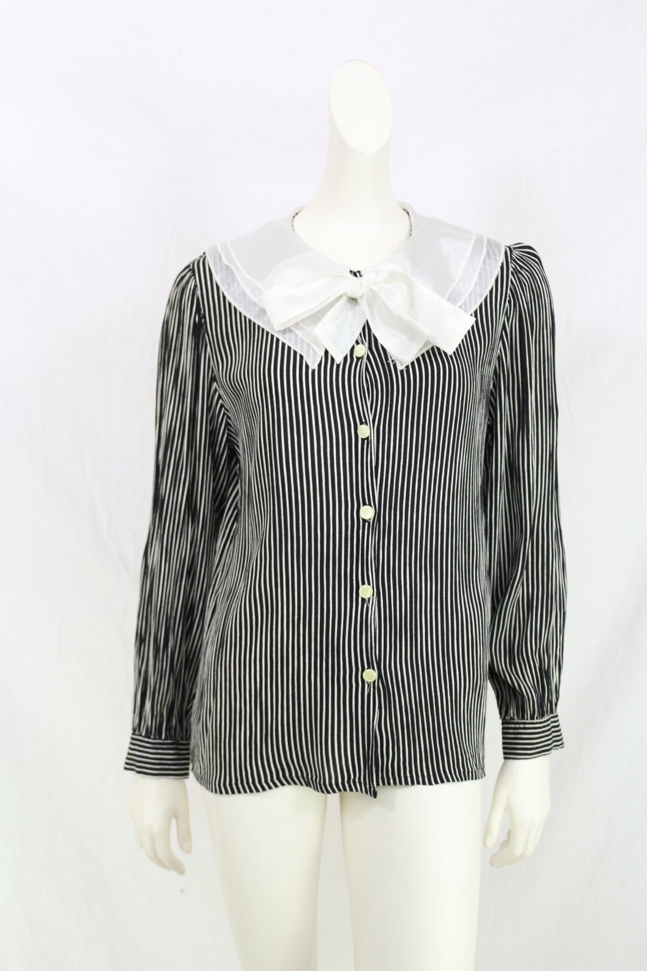 Anne Weyburn Chemisier Rayé Noir Blanc Col Claudine Nœud Rétro Chic T40