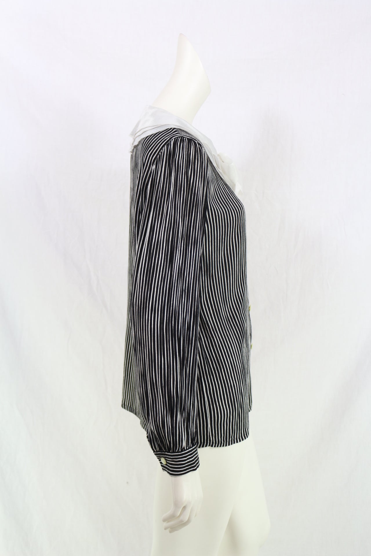 Anne Weyburn Chemisier Rayé Noir Blanc Col Claudine Nœud Rétro Chic T40 4