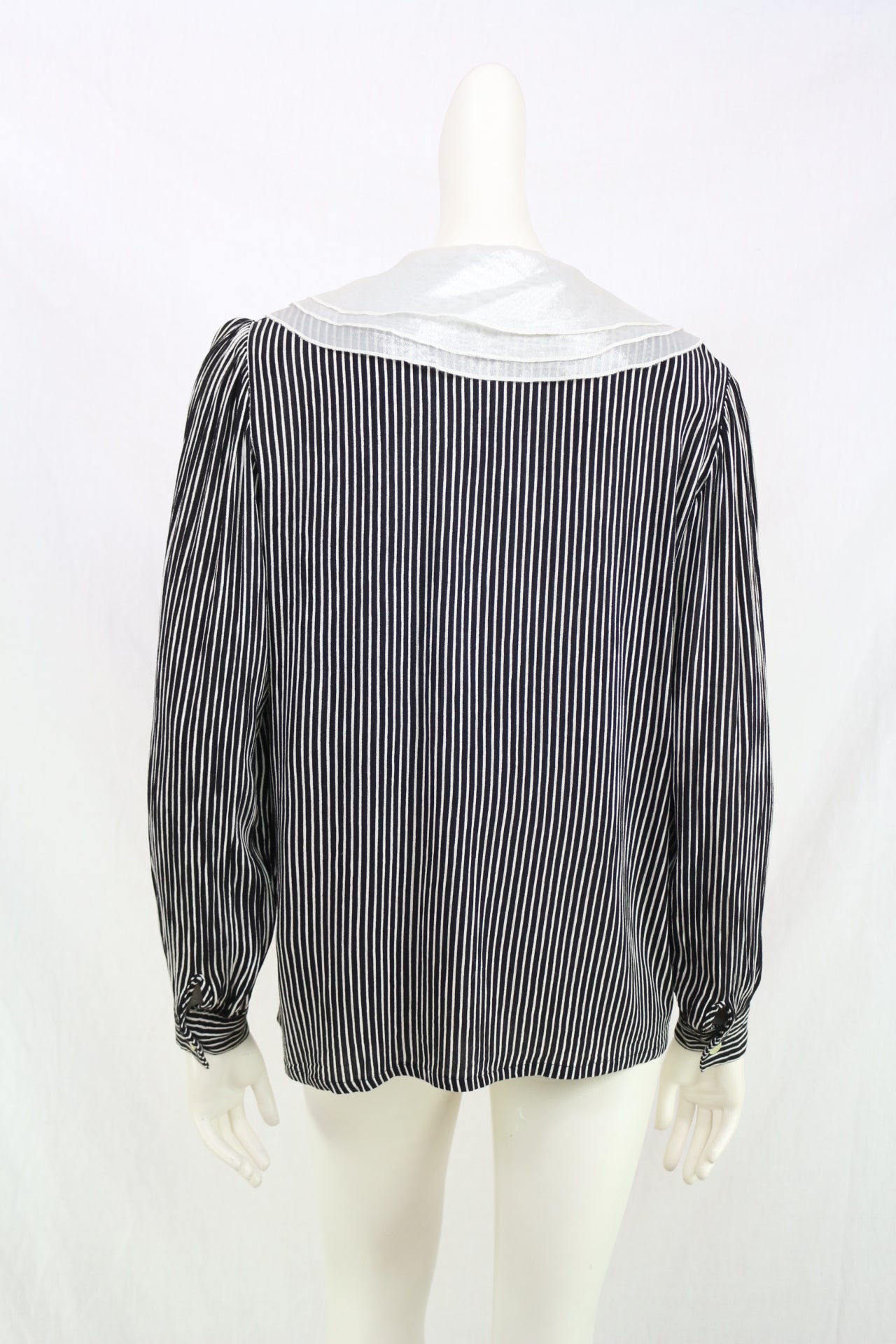 Anne Weyburn Chemisier Rayé Noir Blanc Col Claudine Nœud Rétro Chic T40 5
