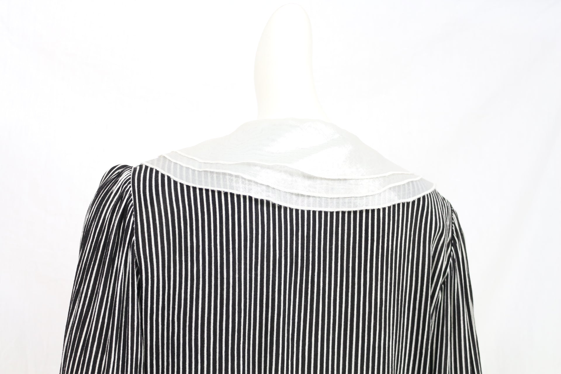 Anne Weyburn Chemisier Rayé Noir Blanc Col Claudine Nœud Rétro Chic T40 6