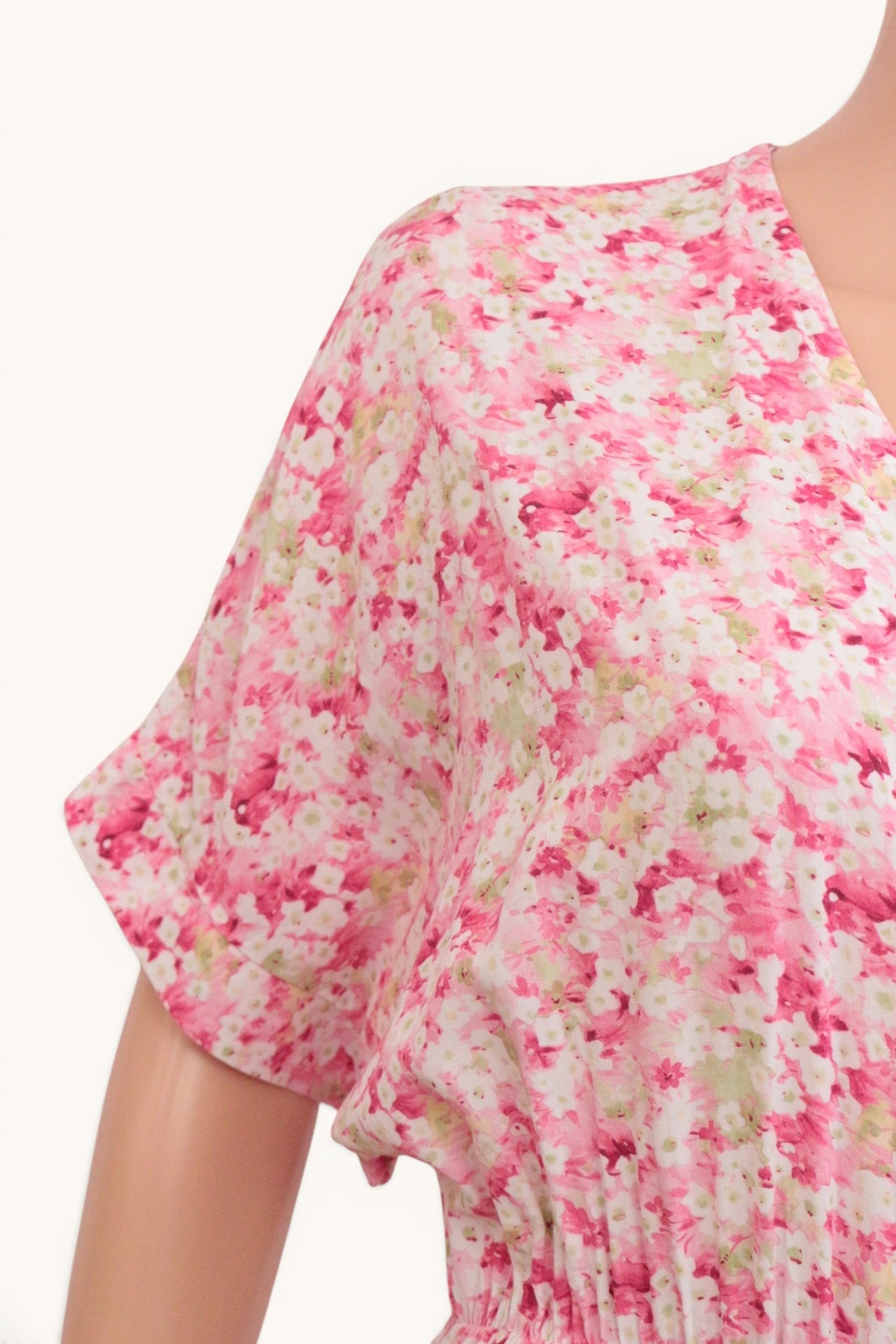 Robe Longue Bohème Fleurie Rose Made In Italy Garçonne 100% Viscose 6
