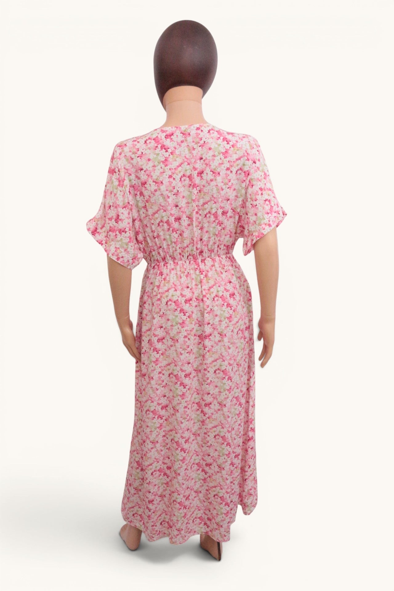 Robe Longue Bohème Fleurie Rose Made In Italy Garçonne 100% Viscose 8