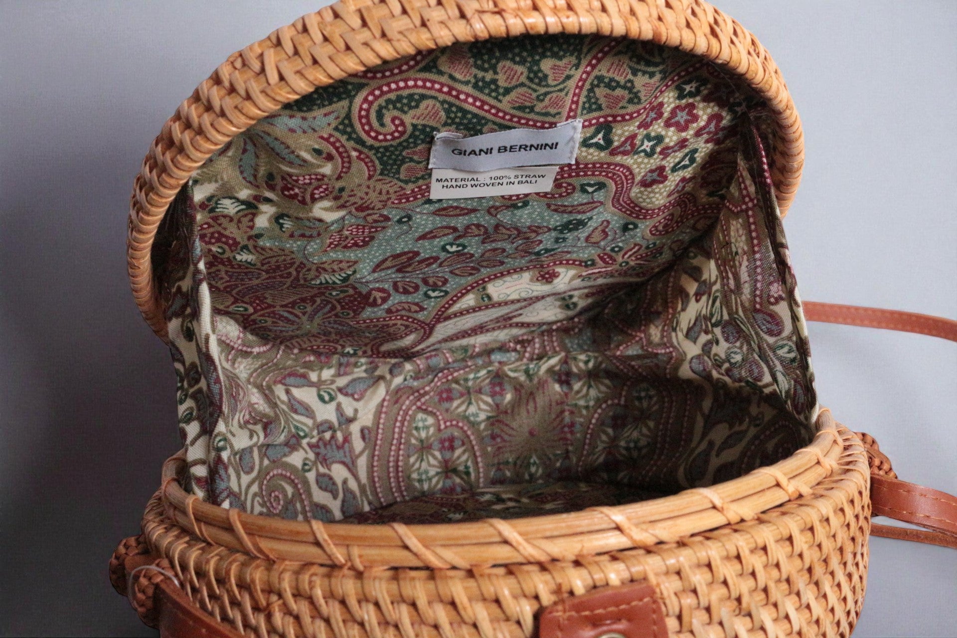 Gianni Bernini Sac Rond Bandoulière Rotin Tressé Bohème Chic Femme