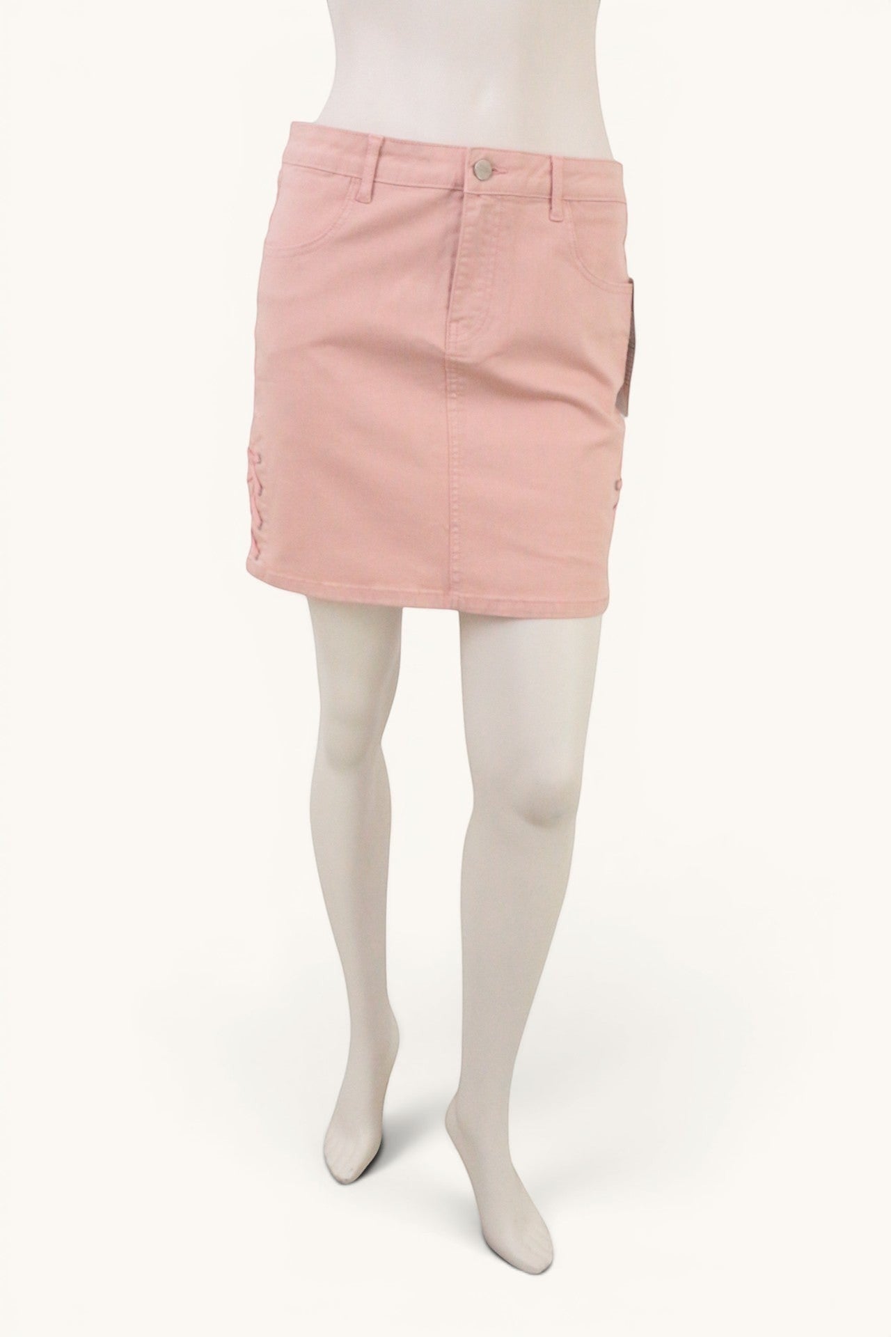 Jupe Courte Rose Poudré Femme Lacets Côté Style Y2K Taille 38 Neuve 4