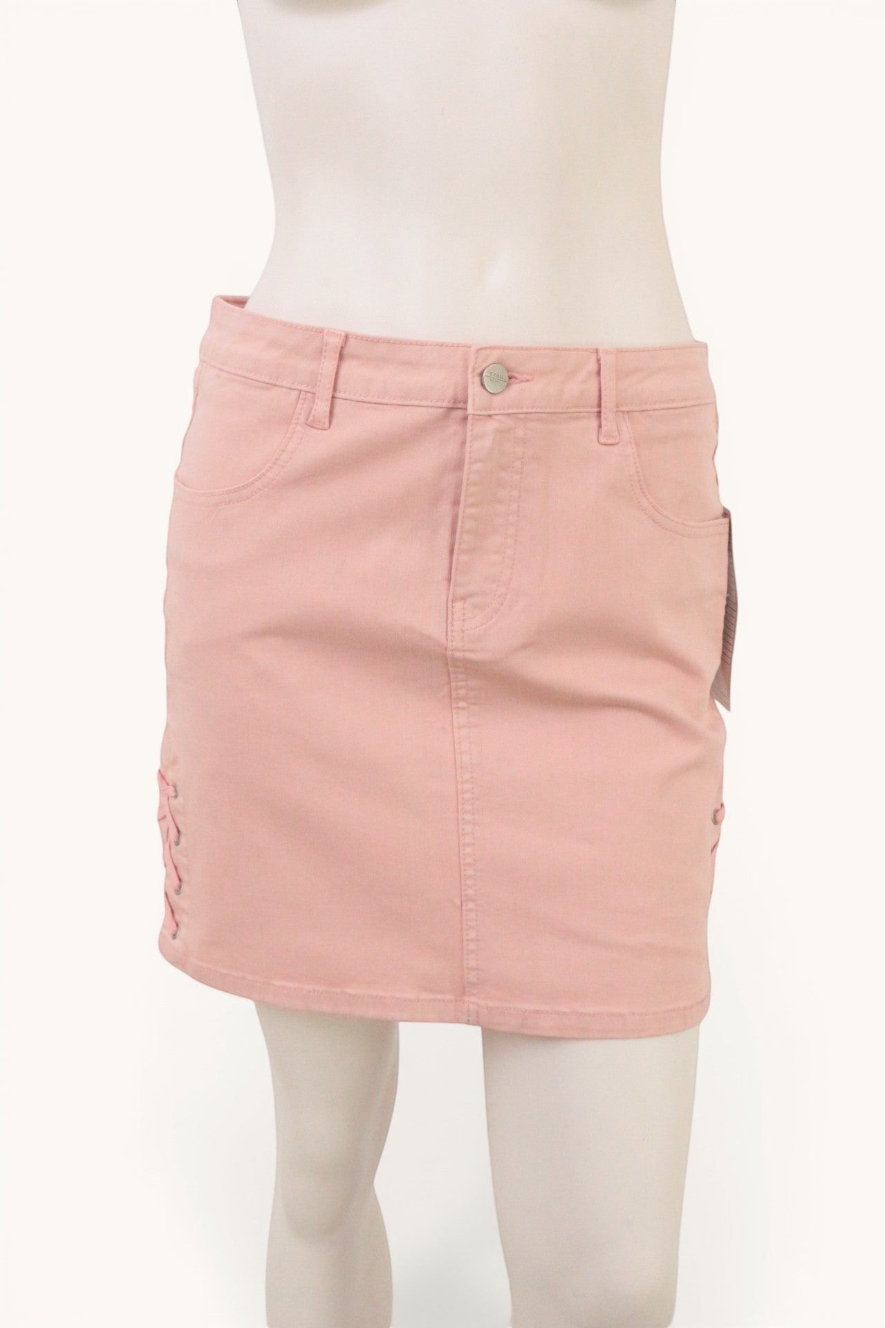 Jupe Courte Rose Poudré Femme Lacets Côté Style Y2K Taille 38 Neuve 5