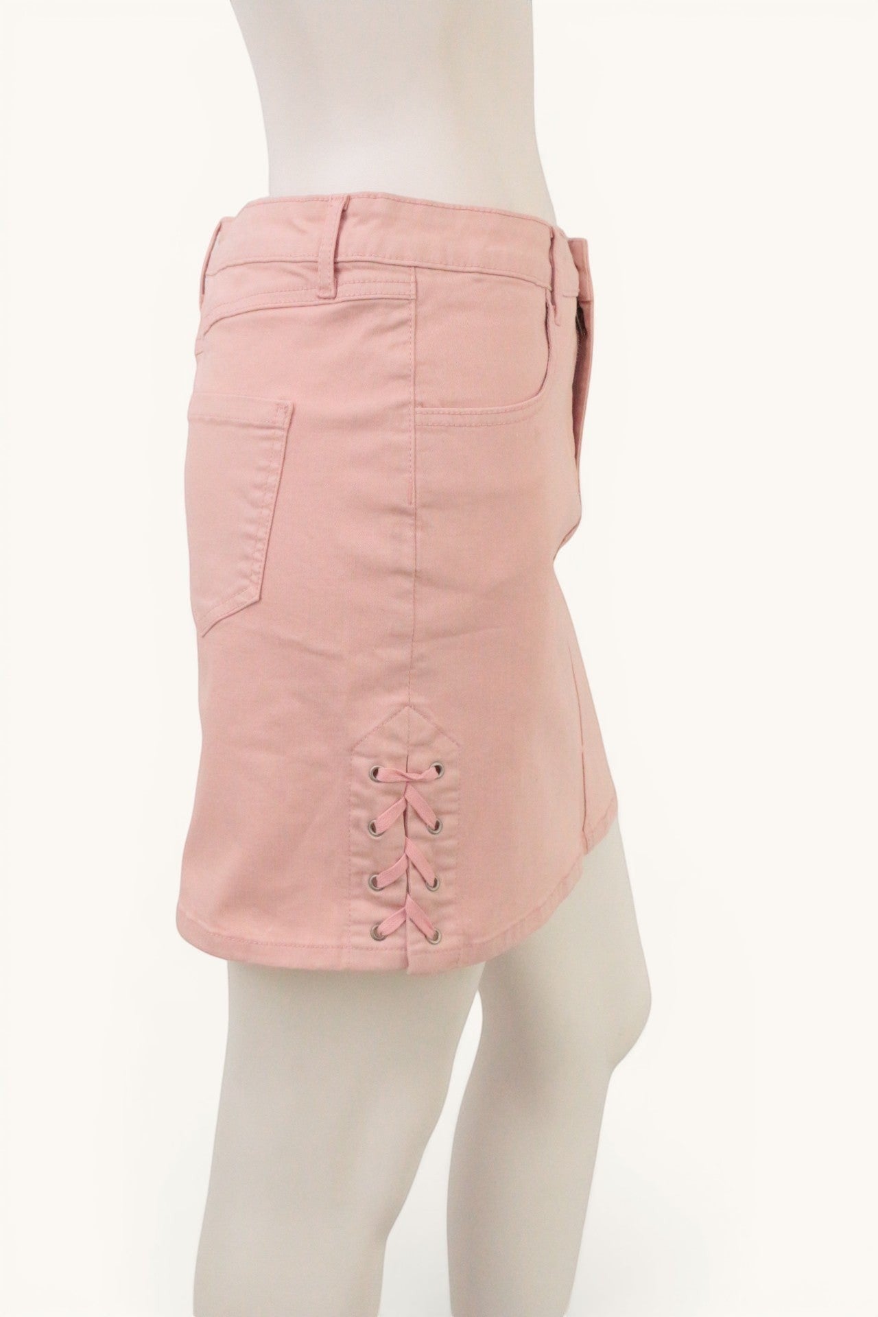 Jupe Courte Rose Poudré Femme Lacets Côté Style Y2K Taille 38 Neuve 6