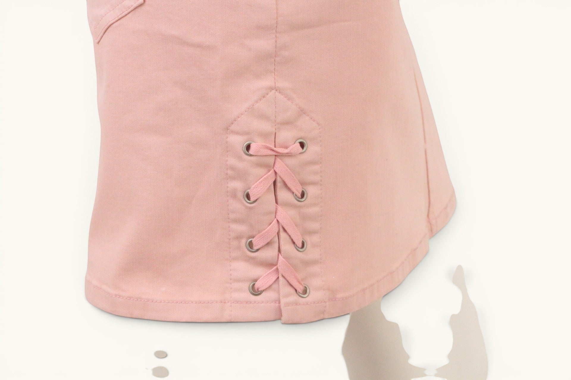 Jupe Courte Rose Poudré Femme Lacets Côté Style Y2K Taille 38 Neuve 7