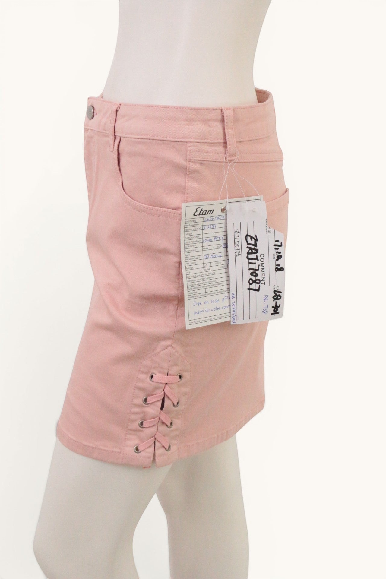 Jupe Courte Rose Poudré Femme Lacets Côté Style Y2K Taille 38 Neuve 9