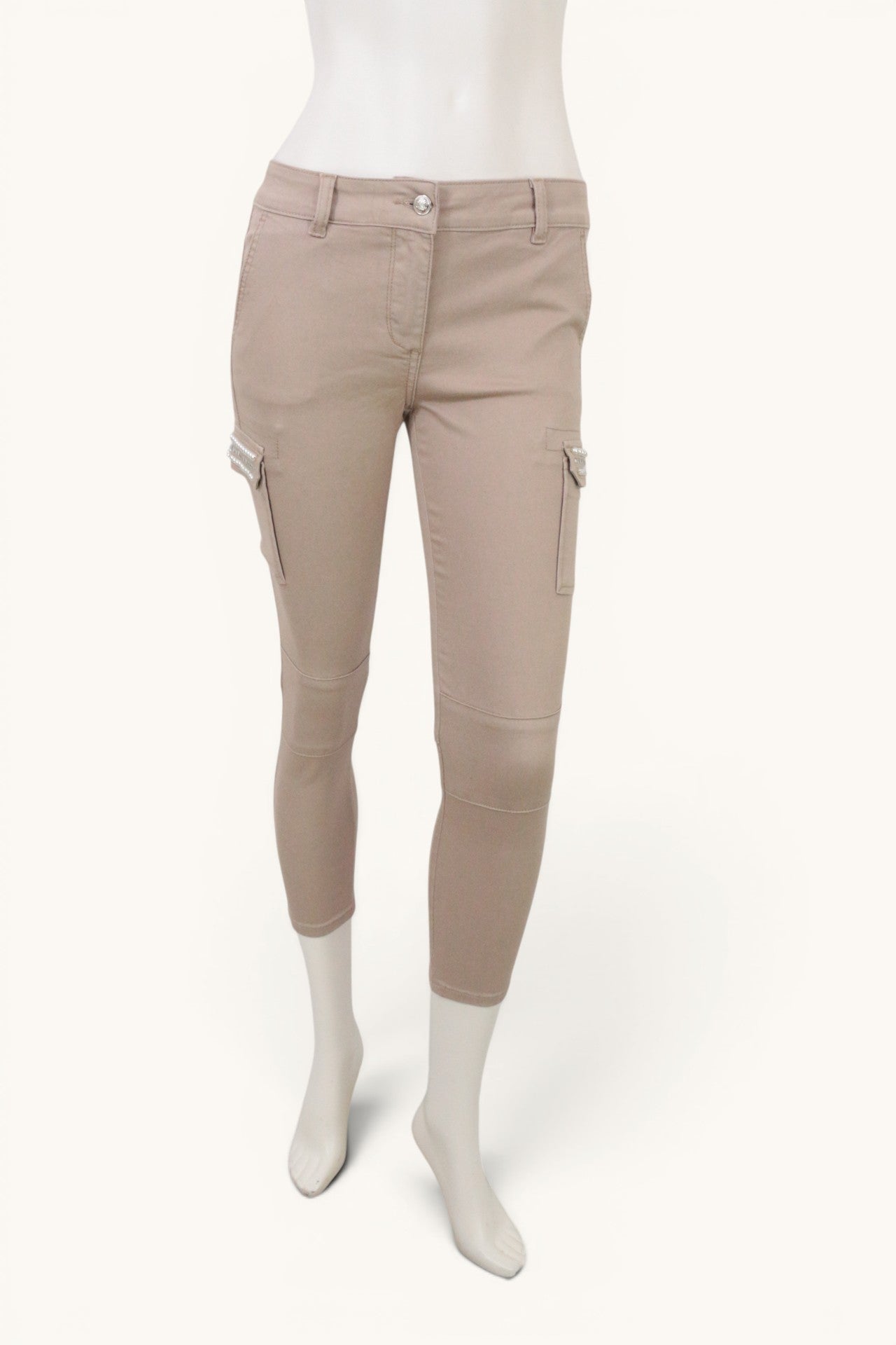 Pantalon Cargo Skinny Beige Nude Perles & Strass Sample Archive Fashion T38 4