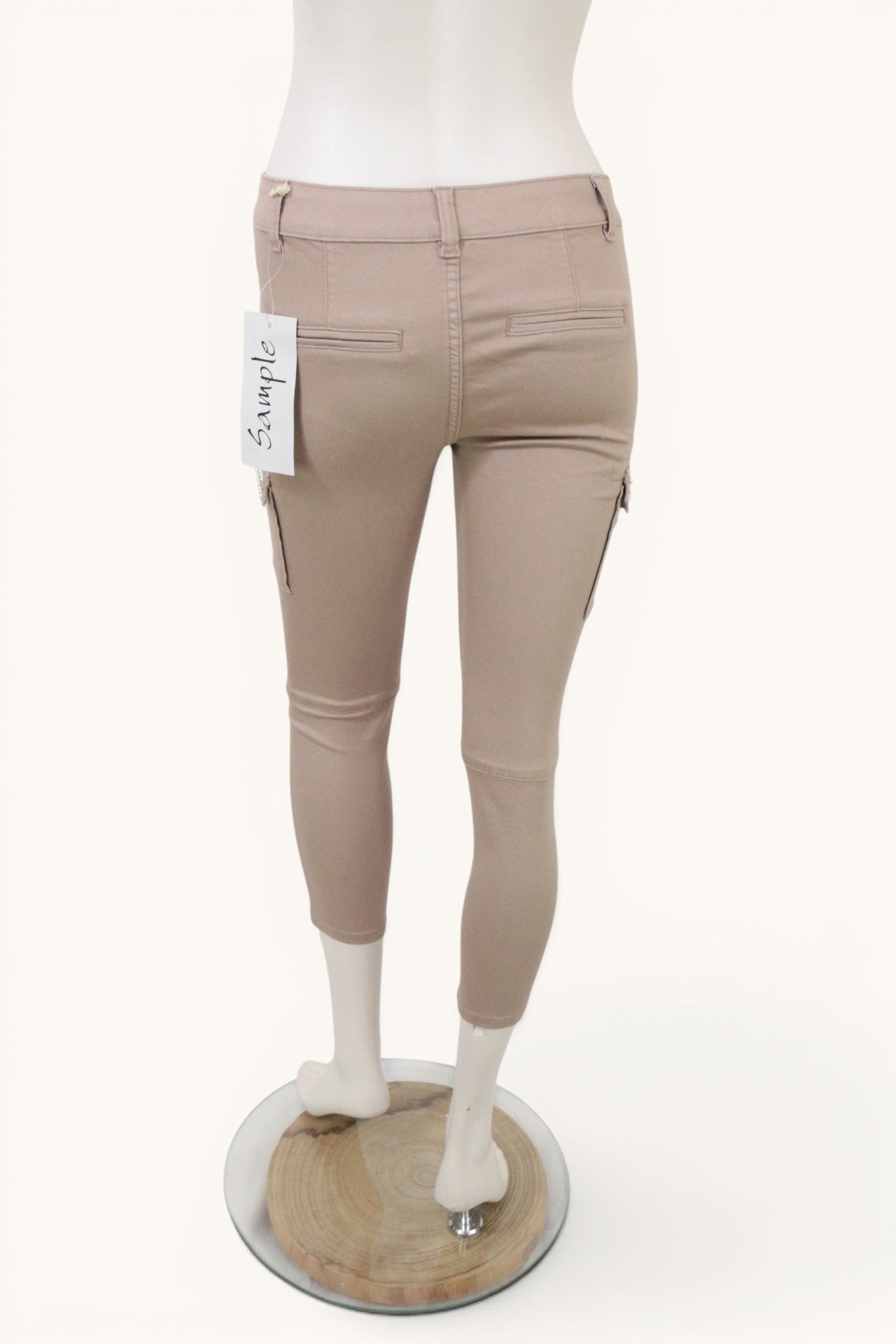 Pantalon Cargo Skinny Beige Nude Perles & Strass Sample Archive Fashion T38 6