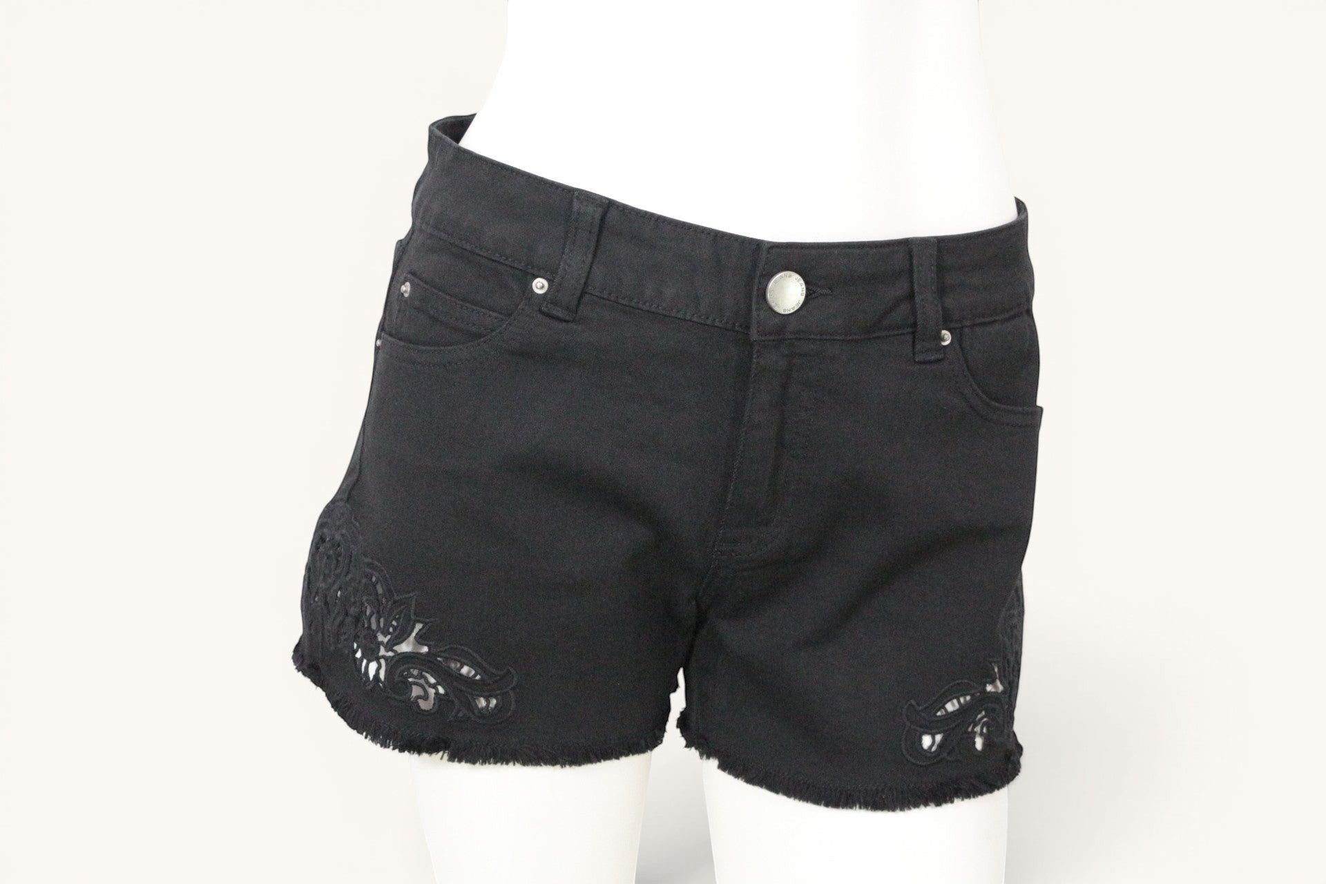 Short Noir Archive Fashion Denim Brodé Dentelle Ajourée Bohème Chic T38 Neuf 3