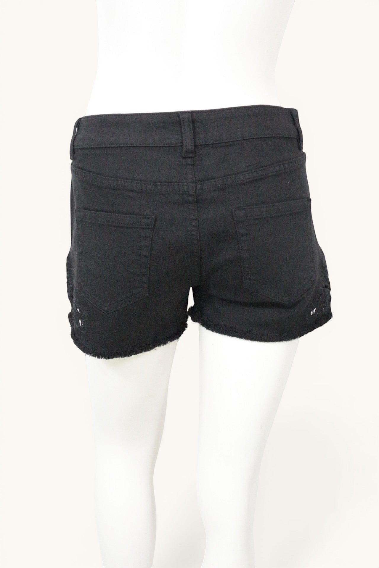 Short Noir Archive Fashion Denim Brodé Dentelle Ajourée Bohème Chic T38 Neuf 7