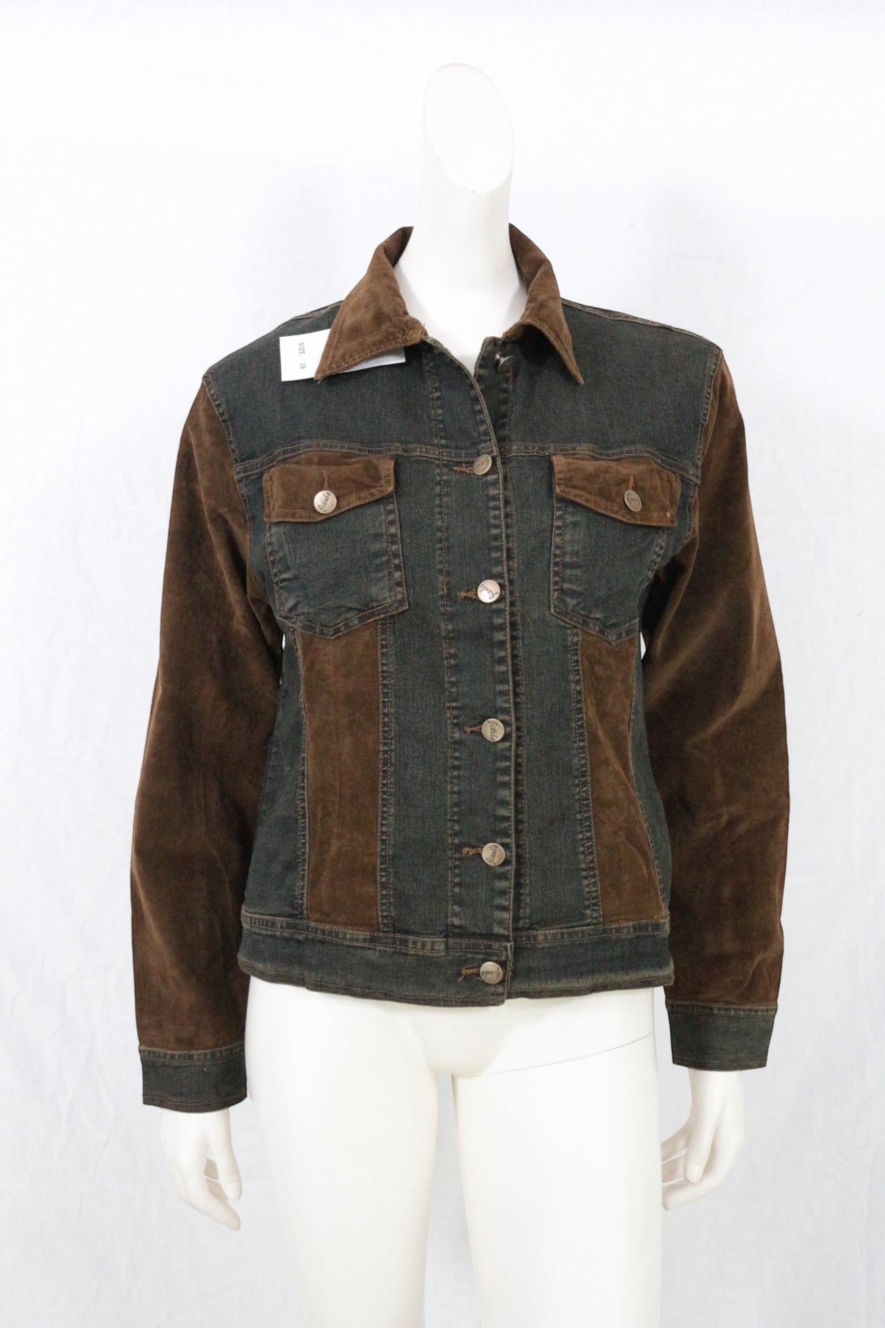 Veste Jean & Velours Femme T40 Vintage Y2K Western Denim Jacket NWT