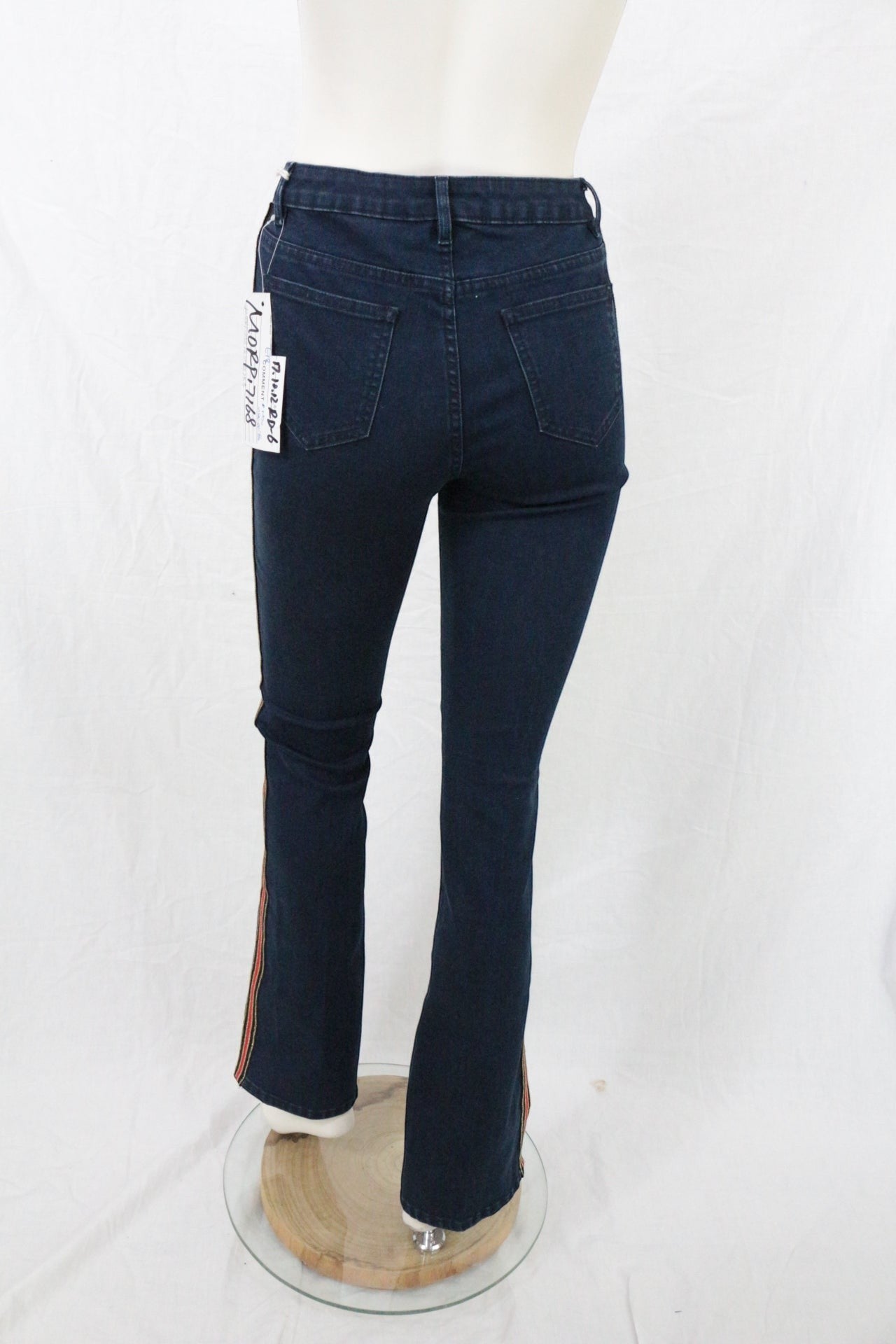 Jean Flare Femme Marine Galon Rouge Doré Boutons Officier Y2K Archive Fashion 10