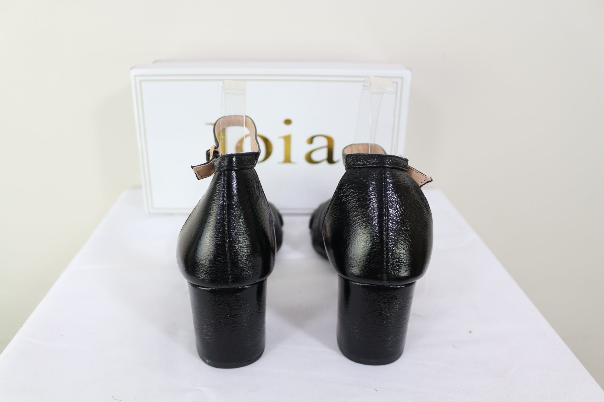 JoIa Sandales Femme Noires Effet Cuir Talon Bloc T39 Neuves 6