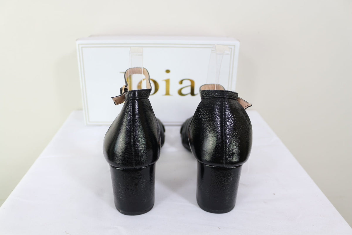 JoIa Sandales Femme Noires Effet Cuir Talon Bloc T39 Neuves 8