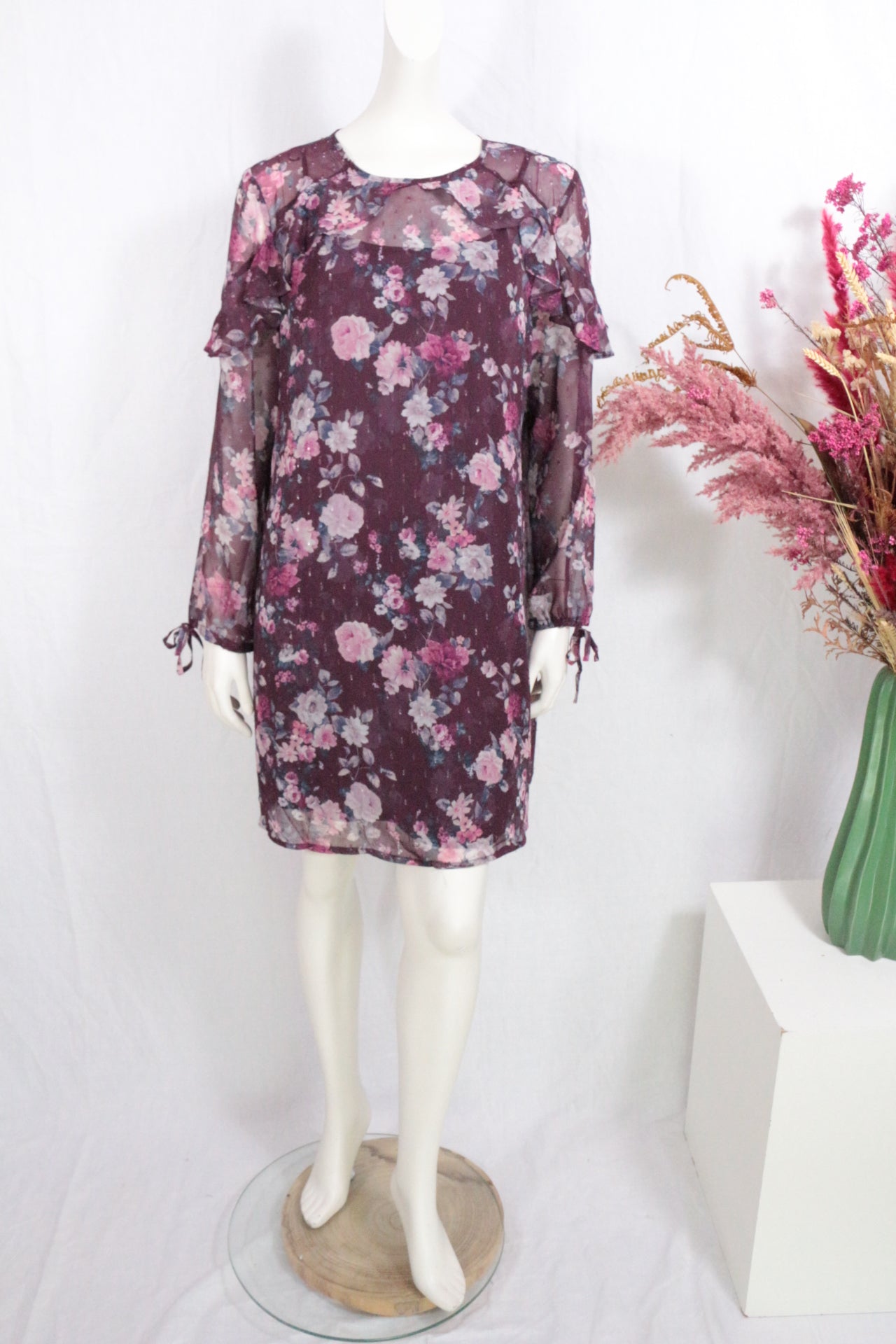 Cortefiel Robe mi-longue Polyester Violet XL  Neuf 8