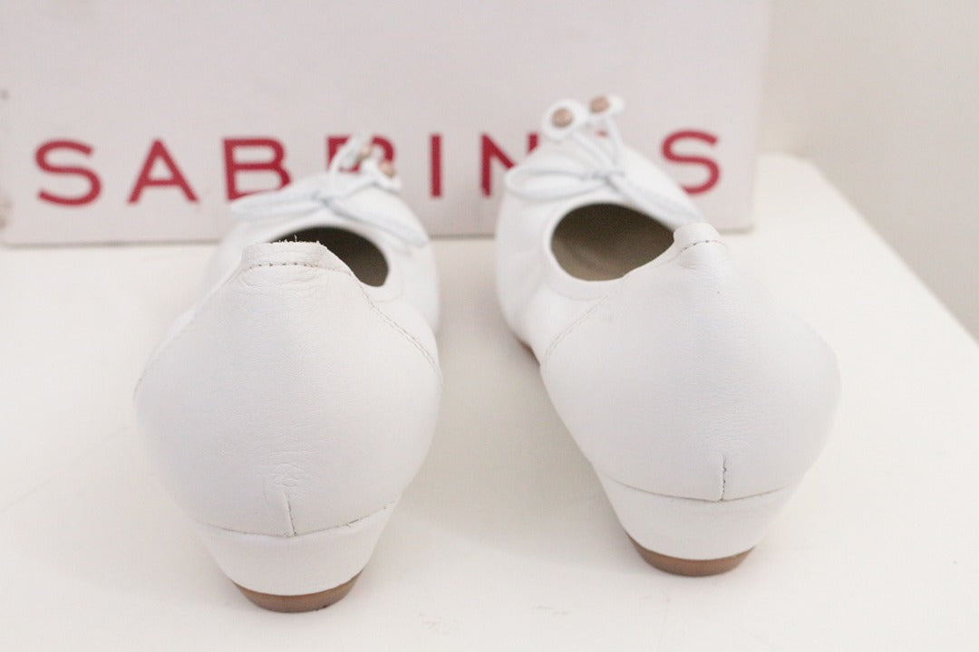 Sabrinas Ballerines Compensées Cuir Blanc 35 Très Bon État Confort 6