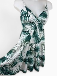 Robe D'ete New Collection Blanc Motif Tropical L 4