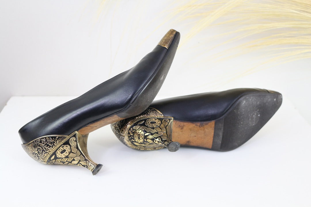 Escarpins Sergio Rossi noir et or vintage 37 10
