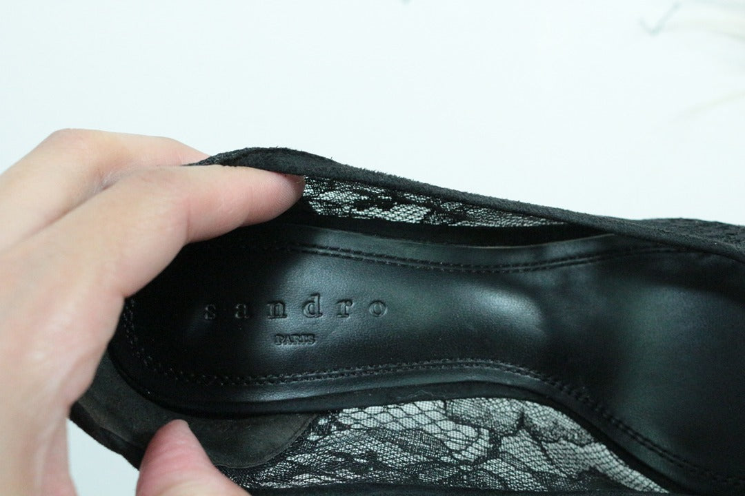Escarpins Sandro dentelle et daim noir taille 38 12