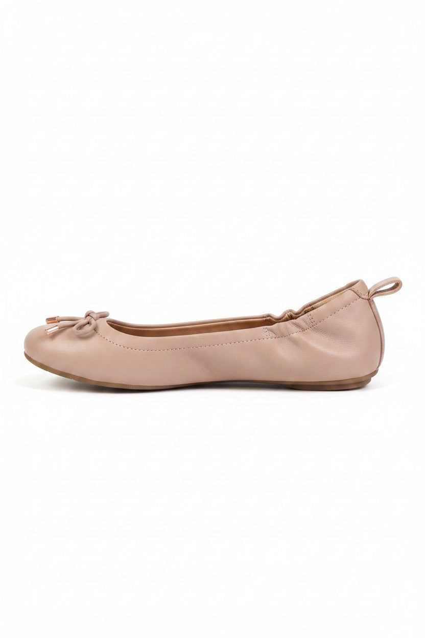 Ballerines Frippindealz FitFlop en cuir rose nude avec nœud décoratif et technologie Dynamicush pour un confort optimal