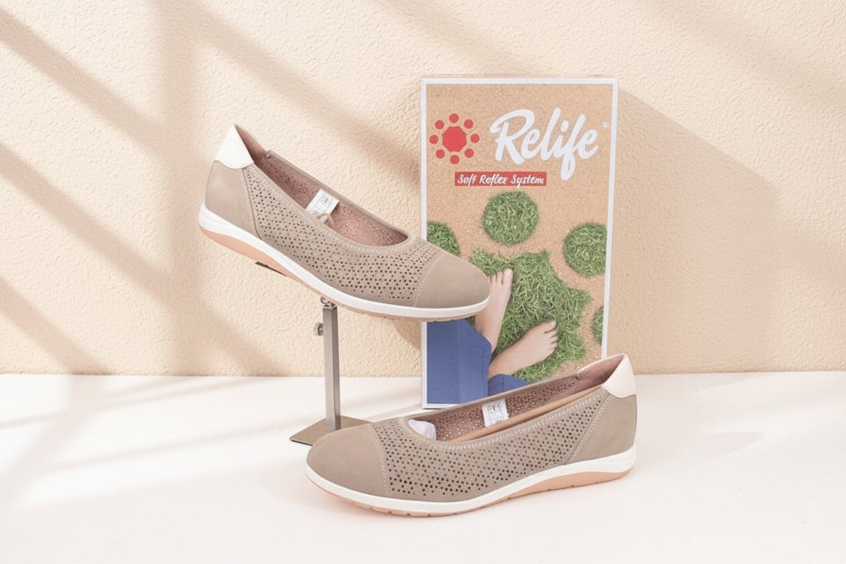 Ballerines Frippindealz Relife marron perforées avec semelle souple Soft Reflex System et boîte d'origine