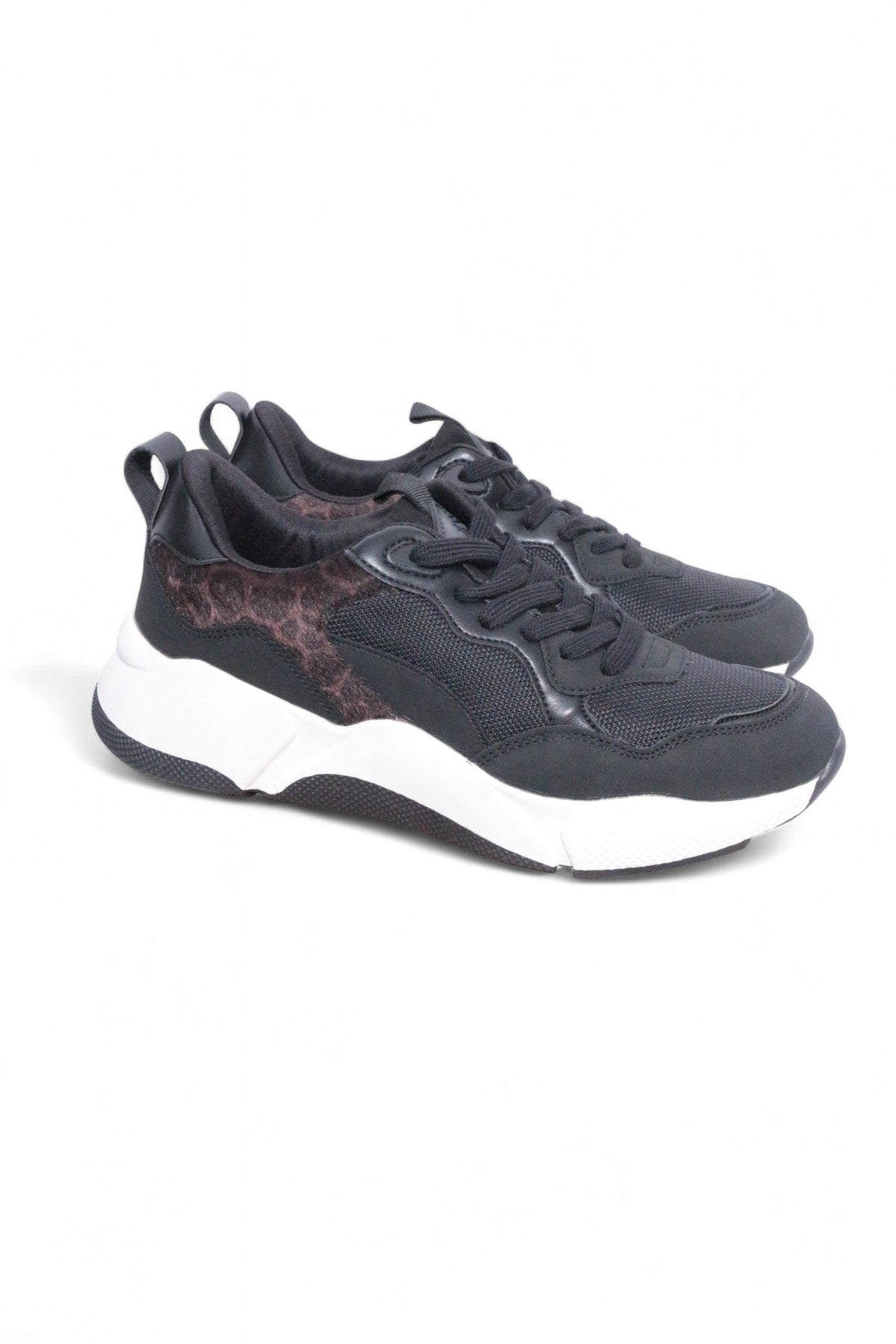 Baskets Frippindealz Bullboxer noires en cuir synthétique avec plateforme de 4 cm et détails texturés