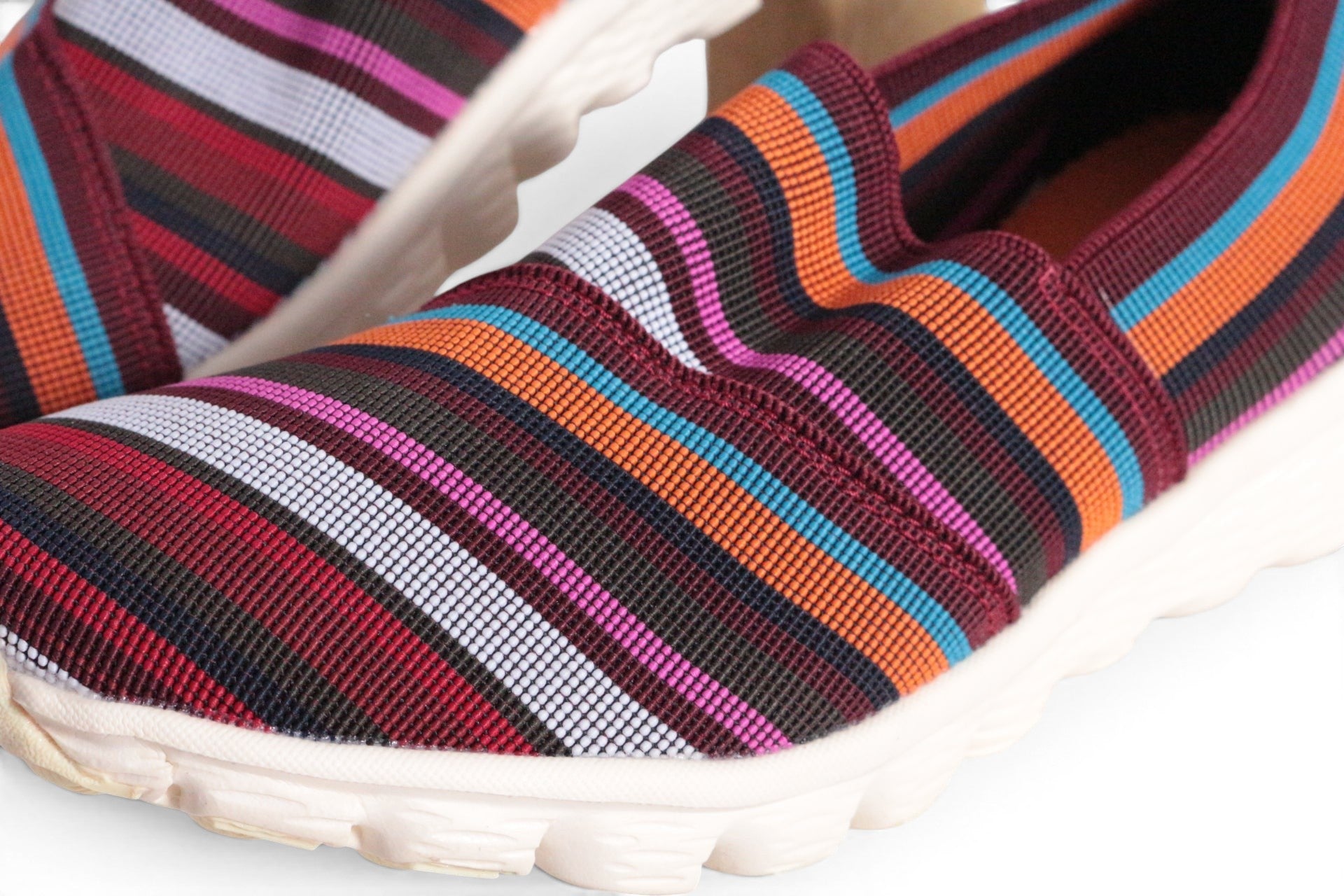 Baskets femme Frippindealz Rock Spring en textile tressé multicolore rayé avec semelle souple et légère