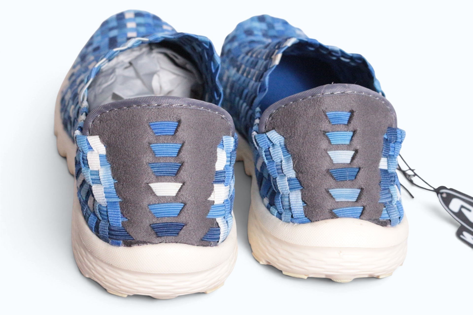 Baskets Frippindealz Rock Spring pour femme en textile tressé bleu multicolore avec semelle souple et légère
