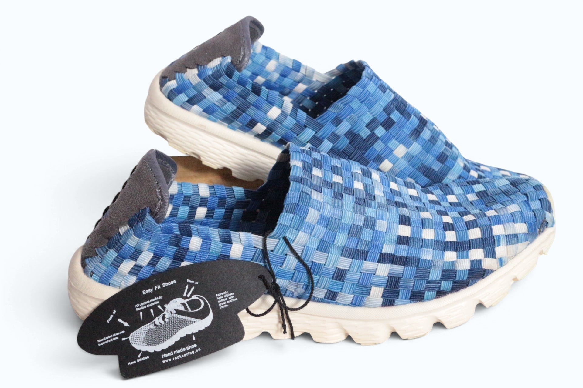 Baskets femme Frippindealz Rock Spring en textile tressé bleu multicolore avec semelle souple et légère