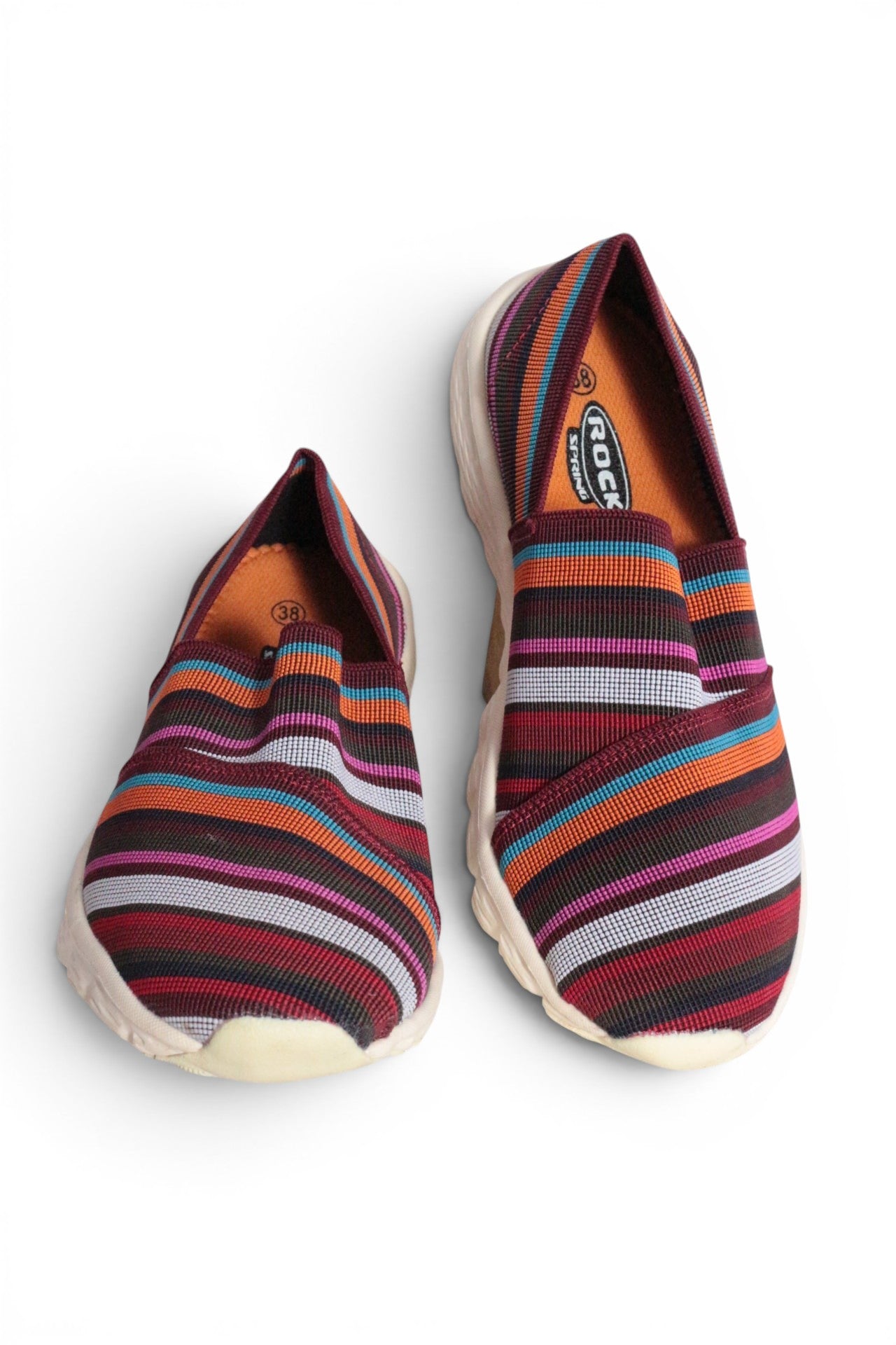 Baskets femme Frippindealz Rock Spring en textile tressé multicolore rayé avec semelle souple et légère