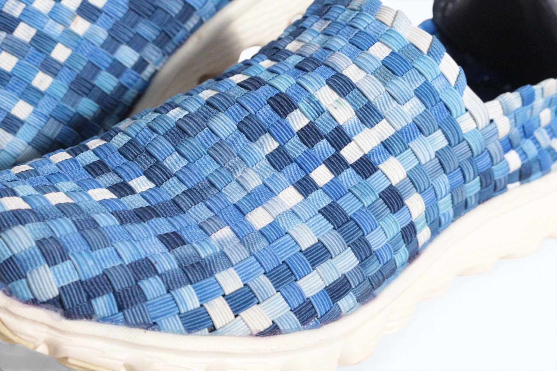 Baskets Frippindealz Rock Spring pour femme en textile tressé bleu multicolore avec semelle souple et légère