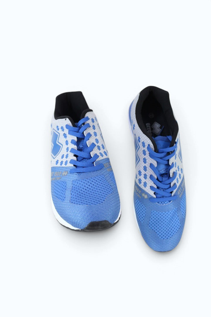 Chaussures de running Frippindealz Erreà en mesh bleu et gris avec lacets bleus et semelle amortissante