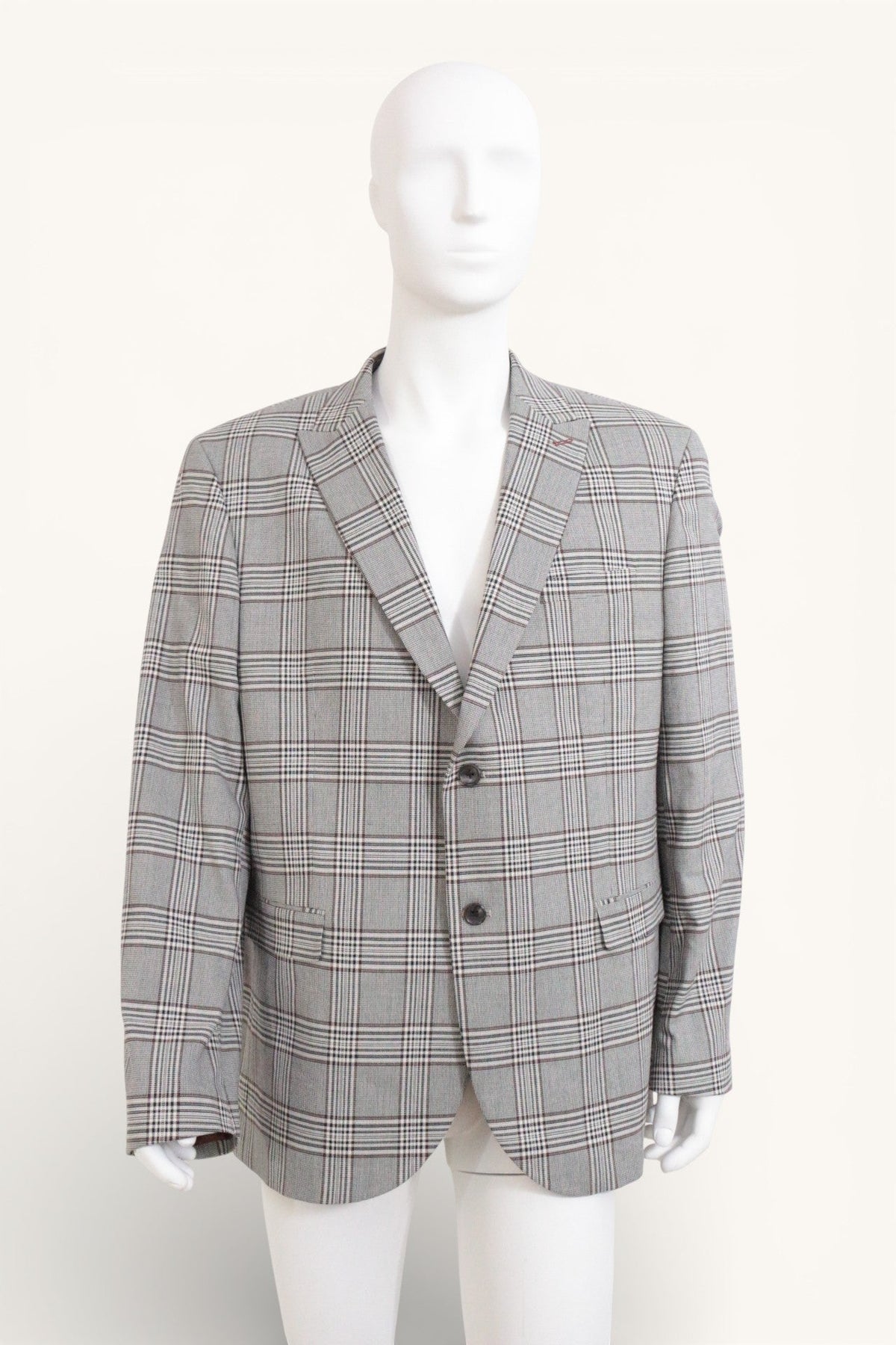 Blazer Frippindealz Ziltt à carreaux gris et blancs en mélange de polyester et viscose, style chic années 60