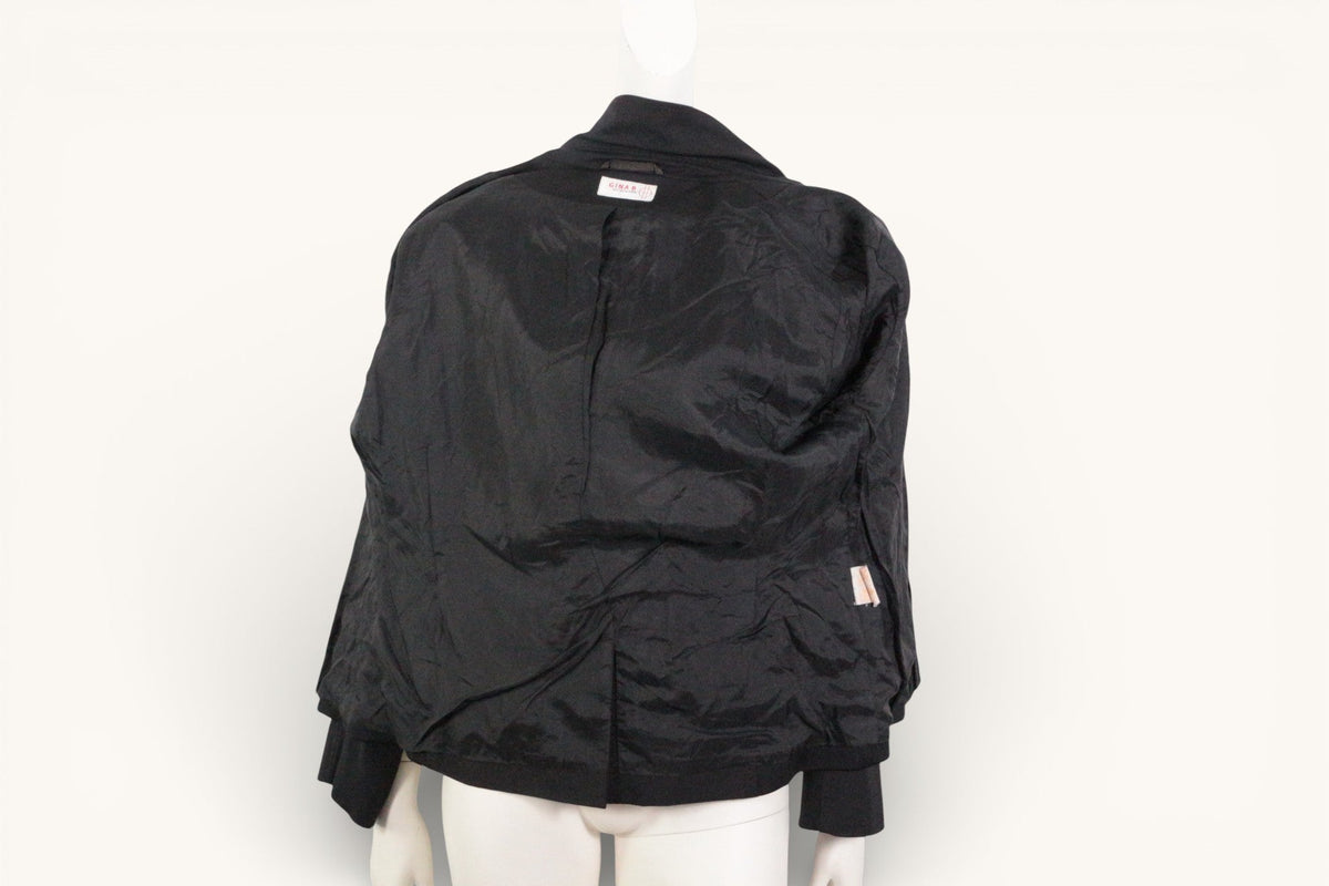 Vue arrière du blazer noir chic Gina B Heidemann taille XL avec doublure intérieure, présenté par Frippindealz