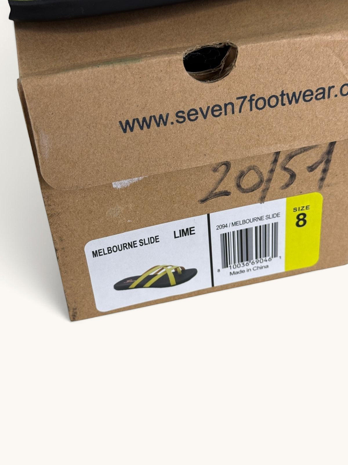 Boîte à chaussures Frippindealz pour sandales Seven7 Melbourne Slide vert lime taille 39