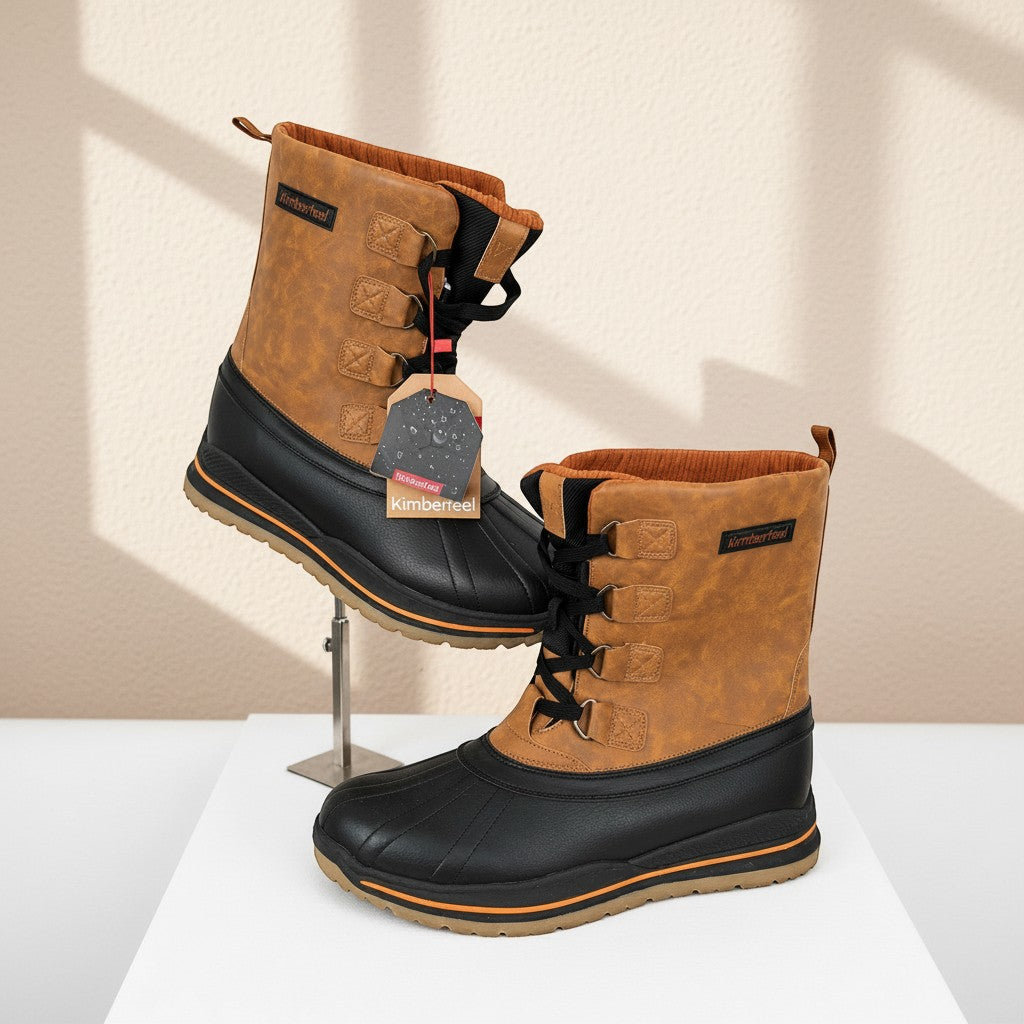 Bottes après-ski Frippindealz Kimberfeel Leonard camel et noir imperméables avec membrane Kimbertex et lacets